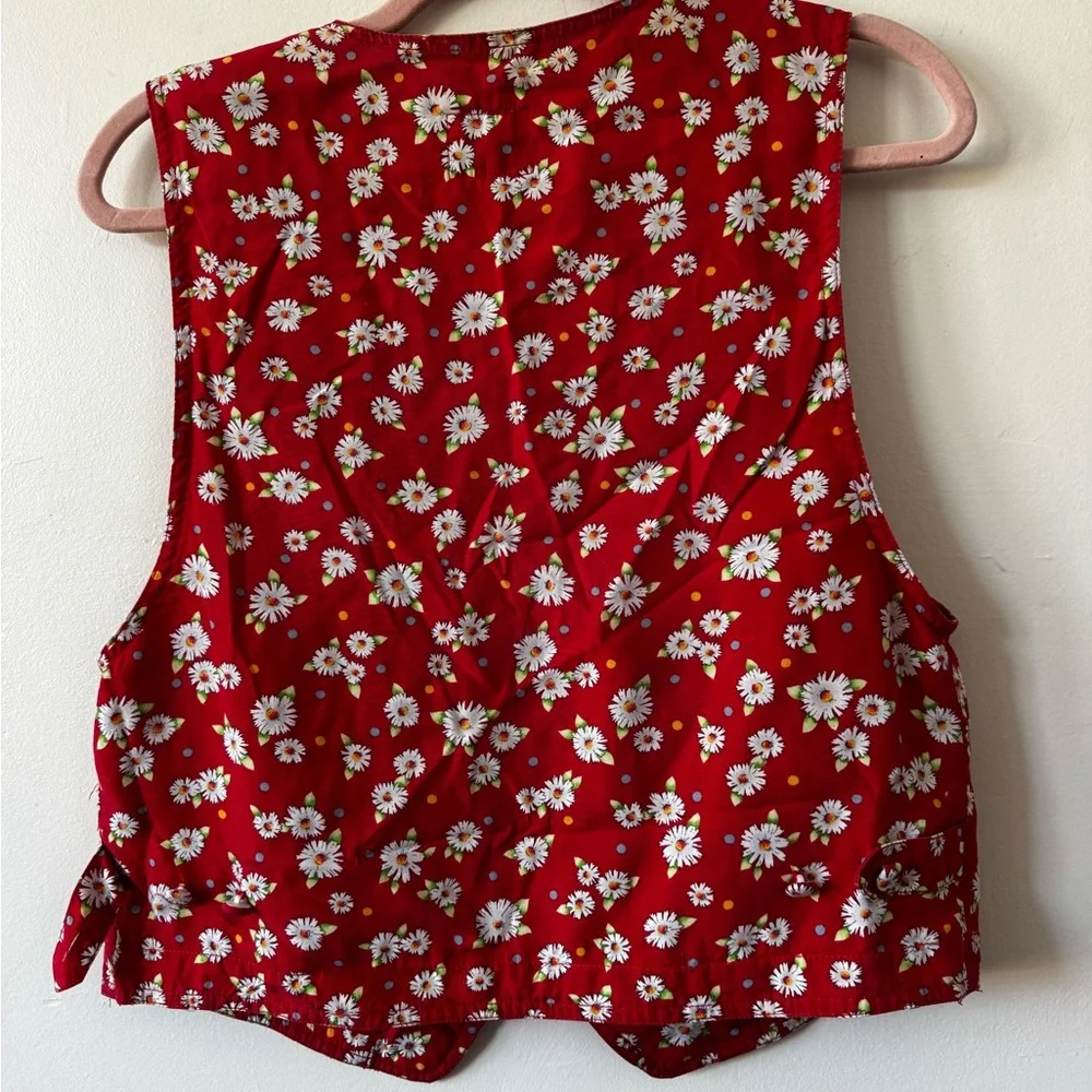 Vintage 90s Red Floral Vest - Picture 8 of 8